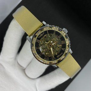 Men's Full Automatic & Mechanical Movement Luxury Style Gold Color Watch